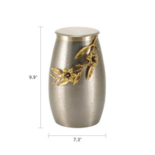 Pewter & Bronze Stainless Steel Large Urn with Lily Design - Dimensions