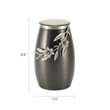 Slate & Pewter Stainless Steel Adult Cremation Urn with Lily Design - Dimensions