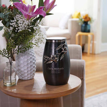 Slate & Pewter Stainless Steel Adult Cremation Urn with Lily Design - Lifestyle
