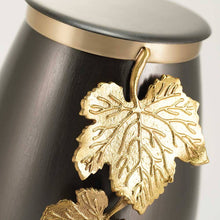 Slate & Bronze Stainless Steel Adult Cremation Urn with Leaf Design - Artistic