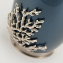 Moonlight Blue & Pewter Stainless Steel Adult Cremation Urn with Coral Design - Artistic