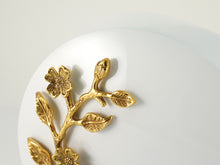 White & Brass Aluminum Adult Cremation Urn with Cherry Blossom Design - Artistic