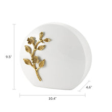 White & Brass Aluminum Adult Cremation Urn with Cherry Blossom Design - Dimensions