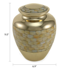 Brass Mother of Pearl Extra Large Cremation Urn - Dimensions