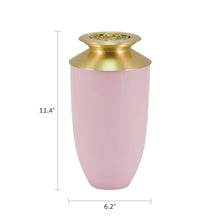 Rose Blush Aluminum Adult Cremation Urn with Brass Rose Lid - Dimensions