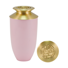 Rose Blush Aluminum Adult Cremation Urn with Brass Rose Lid