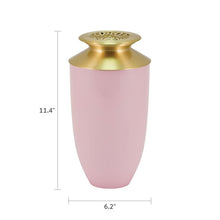 Blush Aluminum Adult Cremation Urn with Brass Butterfly Lid - Dimensions