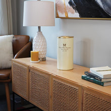 Ivory Stainless Steel Adult Cremation Urn with Rose Lid - Lifestyle