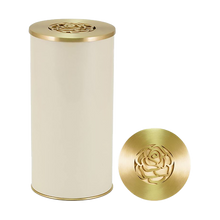 Ivory Stainless Steel Adult Cremation Urn with Rose Lid