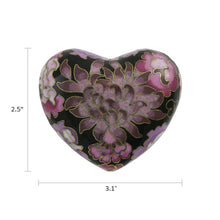Floral Blush Cloisonné Heart Keepsake Urn - Dimensions