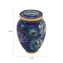 Blue Cloisonné Peony & Chrysanthemum Keepsake Urn - Dimensions