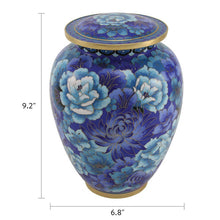 Blue Cloisonné Peony & Chrysanthemum Adult Cremation Urn - Dimensions
