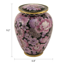 Pink and Purple Cloisonné Floral Adult Cremation Urn - Dimensions