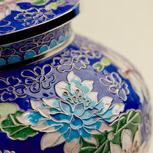 Royal Blue Cloisonné Lily & Dragonfly Adult Cremation Urn - Artistic