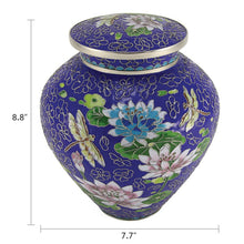 Royal Blue Cloisonné Lily & Dragonfly Adult Cremation Urn - Dimensions
