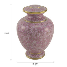 Rose Cloisonné Gold Accent Adult Cremation Urn - Dimensions
