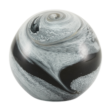 Black & White Swirl Glass Sphere Keepsake Urn