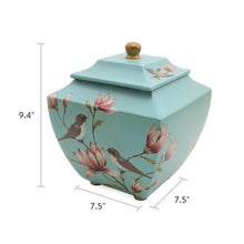Magnolia Lovebirds Blue Resin Adult Cremation Urn - Dimensions
