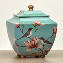 Magnolia Lovebirds Blue Resin Adult Cremation Urn - Lifestyle