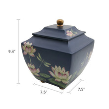 Water Lily Dragonflies Blue Resin Adult Cremation Urn - Dimensions
