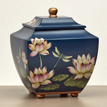 Water Lily Dragonflies Blue Resin Adult Cremation Urn - Lifestyle
