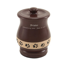 Brown Paw Print Band Large Pet Cremation Urn - Personalized