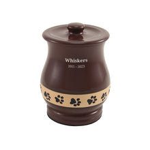 Brown Paw Print Band Medium Pet Cremation Urn - Personalized