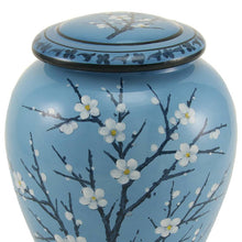 Powder Blue Ceramic Plum Blossom Adult Cremation Urn - Artistic