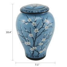 Powder Blue Ceramic Plum Blossom Adult Cremation Urn - Dimensions