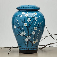 Powder Blue Ceramic Plum Blossom Adult Cremation Urn - Lifestyle