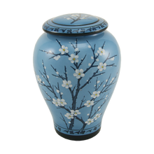Powder Blue Ceramic Plum Blossom Adult Cremation Urn