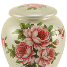 Ivory Ceramic Pink Rose Bouquet Adult Cremation Urn - Artistic