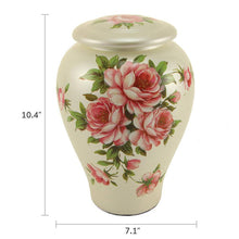 Ivory Ceramic Pink Rose Bouquet Adult Cremation Urn - Dimensions