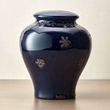 Classic Vase-Style Navy Ceramic Adult Cremation Urn - Lifestyle