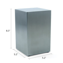 Pewter Stainless Steel Box Adult Cremation Urn - Dimensions