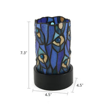 Multi-Color Peacock Stained Glass LED Keepsake Urn - Dimensions