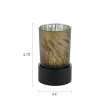 Cream Glass Keepsake Urn with Candle Holder and Prairie Design - Dimensions