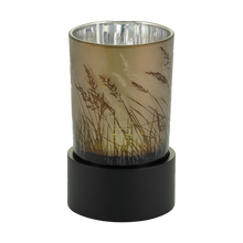 Cream Glass Keepsake Urn with Candle Holder and Prairie Design