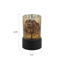 Cream Glass Keepsake Urn with Candle Holder and Tree of Life Design - Dimensions