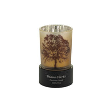 Cream Glass Keepsake Urn with Candle Holder and Tree of Life Design - Personalized