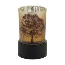 Cream Glass Keepsake Urn with Candle Holder and Tree of Life Design