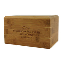 Natural Bamboo Box Extra Large Pet Cremation Urn - Personalized