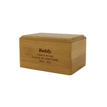 Natural Bamboo Box Medium Pet Cremation Urn - Personalized