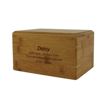 Natural Bamboo Box Large Pet Cremation Urn - Personalized