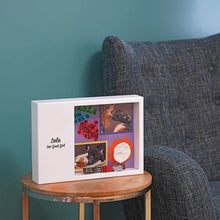 Large Shadowbox Memorial Pet Urn in Gloss White - Lifestyle