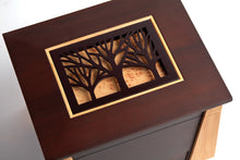 Dark Cherry Bamboo Adult Cremation Urn with Tree Design - Artistic