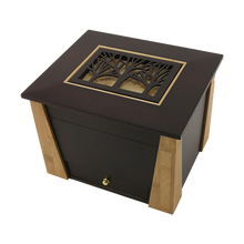 Dark Cherry Bamboo Adult Cremation Urn with Tree Design