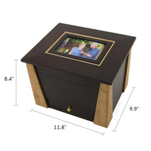 Dark Cherry Bamboo Adult Cremation Urn with Photo Frame - Dimensions