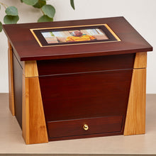 Dark Cherry Bamboo Adult Cremation Urn with Photo Frame - Lifestyle