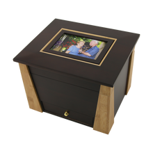 Dark Cherry Bamboo Adult Cremation Urn with Photo Frame